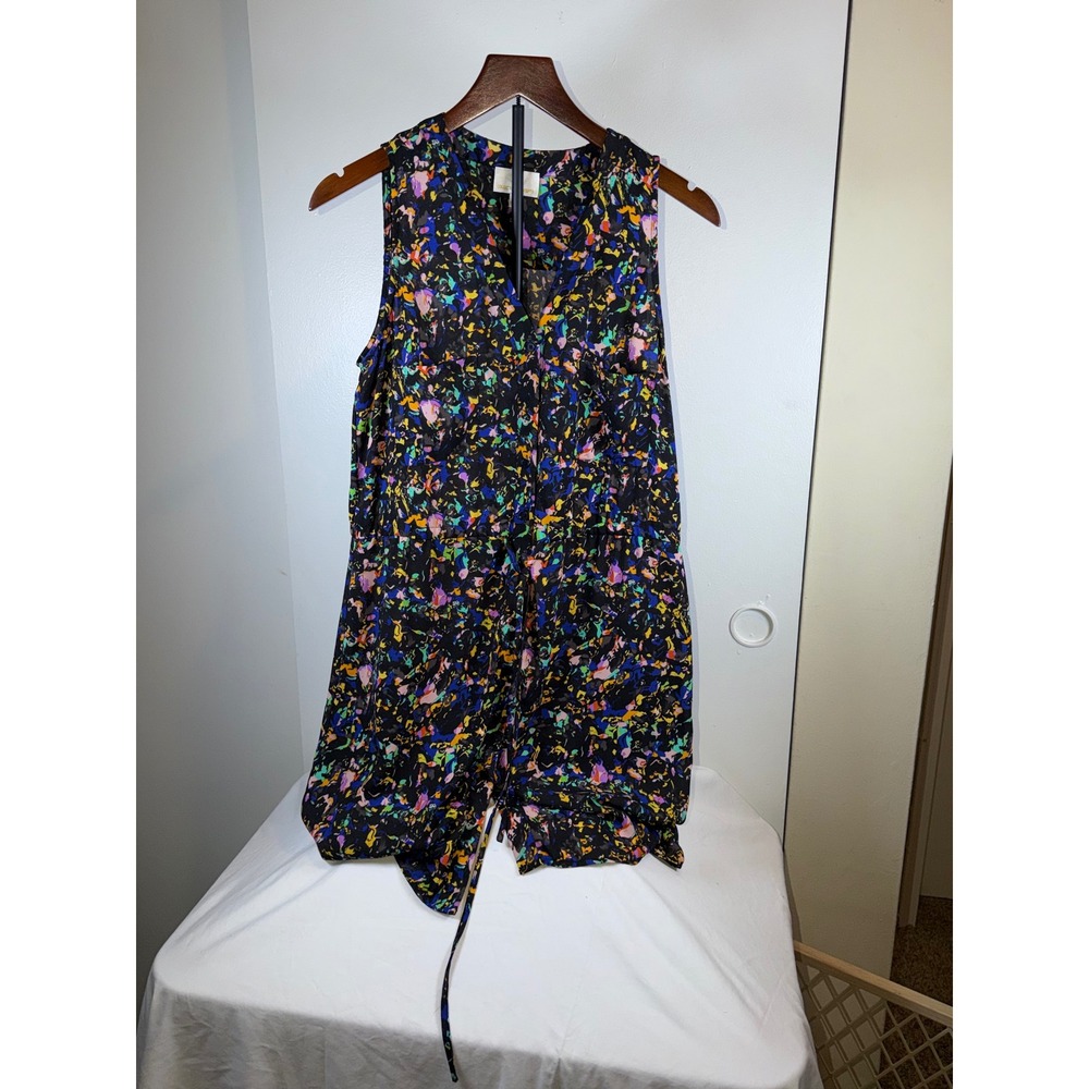 Collective Concepts Dress Womens Medium Black Multicolor Abstract Splatter Mini - Picture 2 of 9
